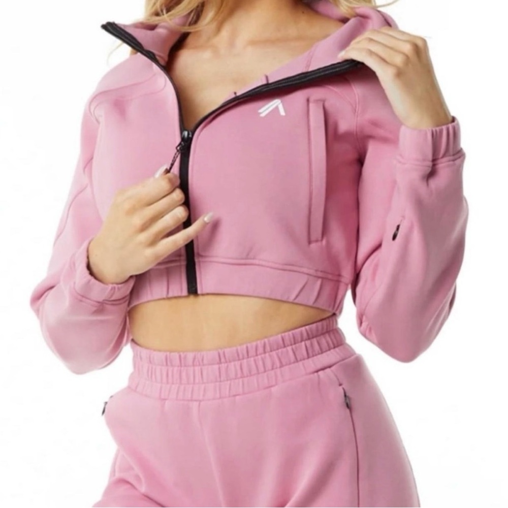 Alphalete Pink Cropped Hoodie